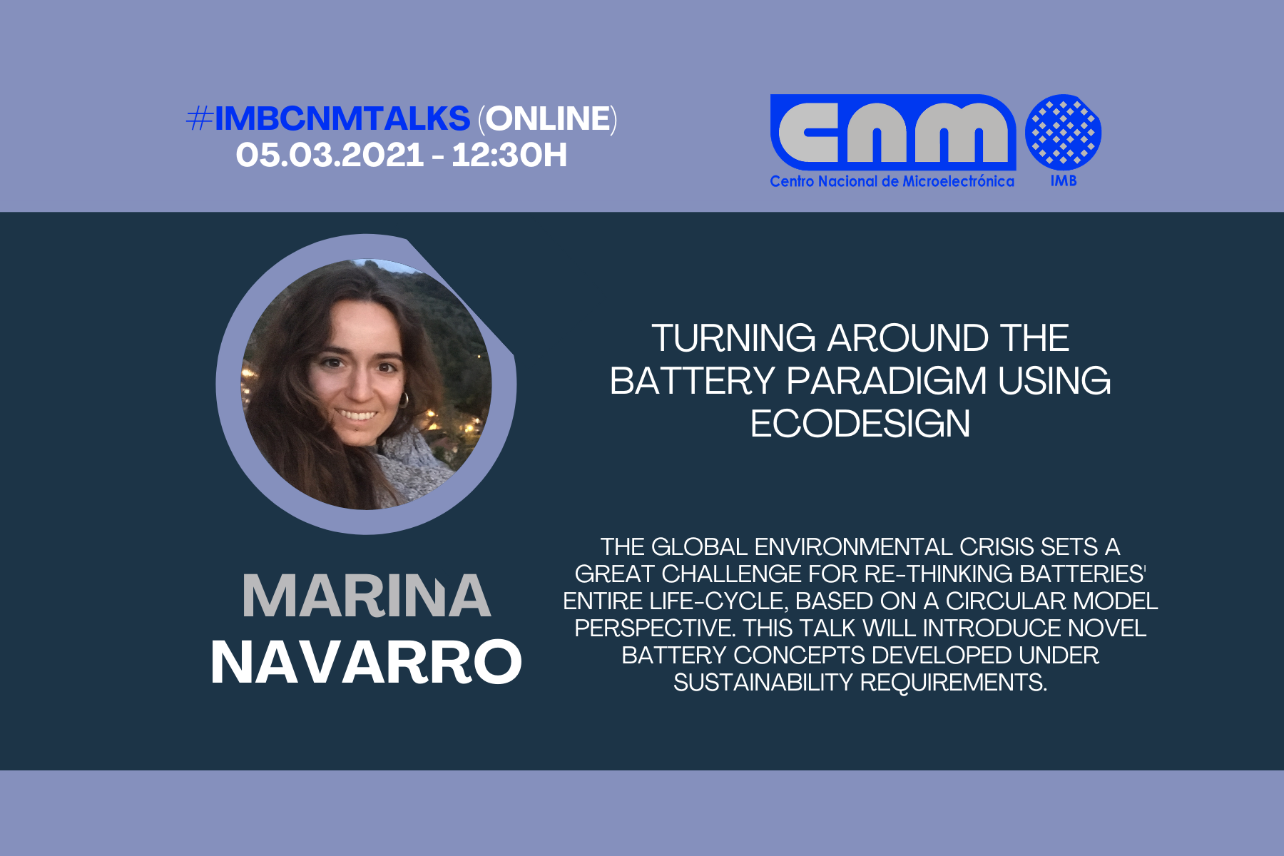 Marina Navarro in the IMBCNMTalks next 5th March