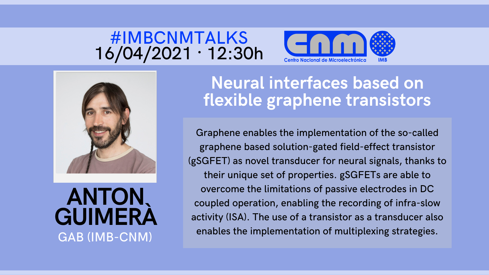 IMB-CNM Talks Anton Guimerà on 19th April 2021