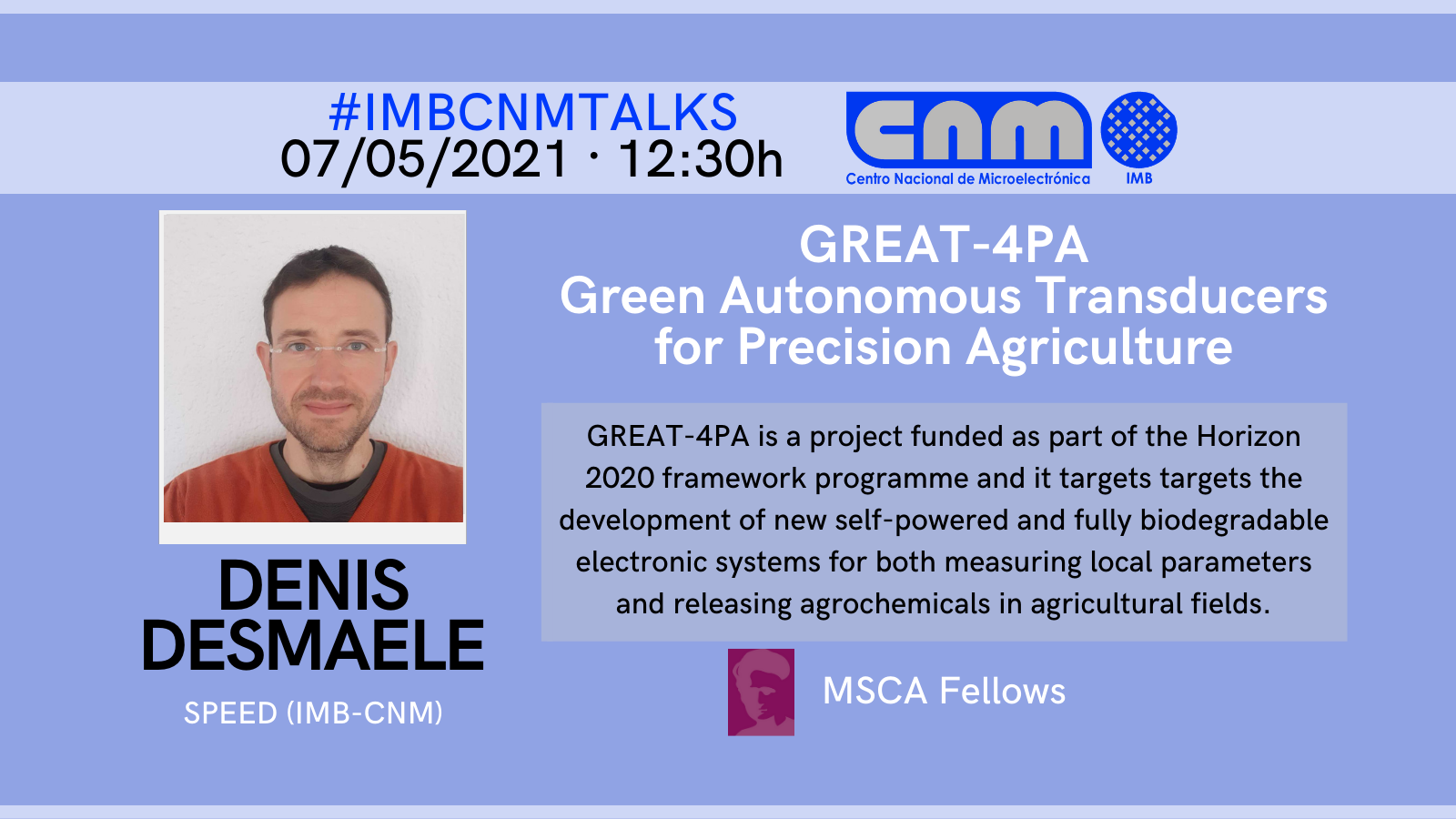 IMB-CNM Talks by Denis Desmaele on May 7th.