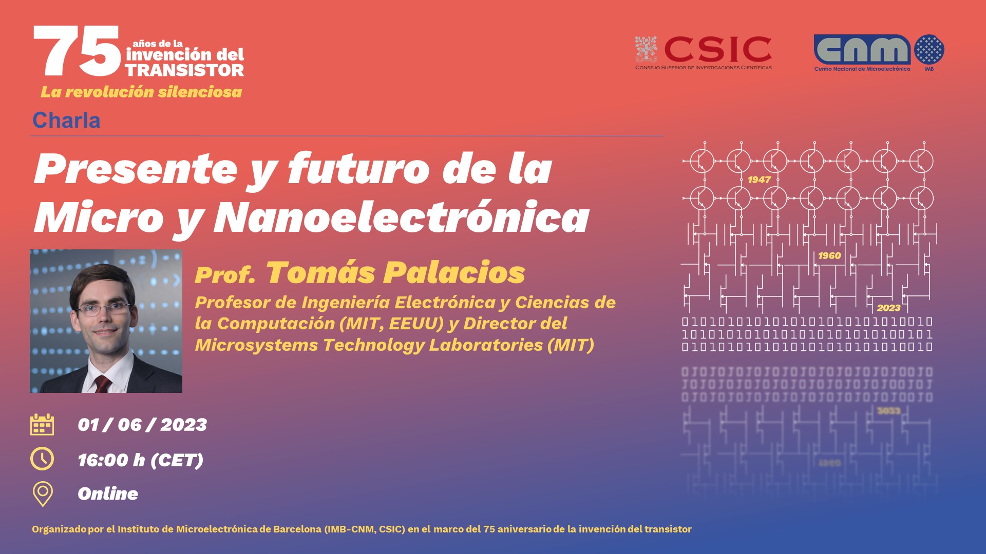 Charla de Tomás Palacios 1 de junio Presente y futuro de la microelectrónica