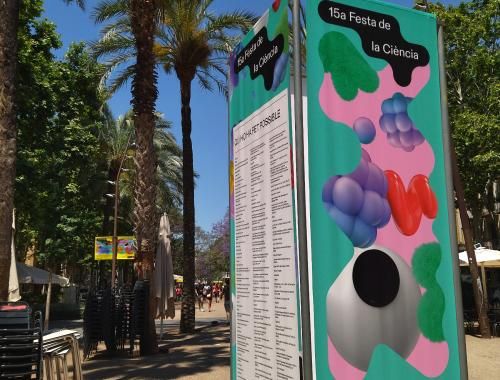 Cartell de la Festa de la Ciència 2022 a la Rambla del Raval