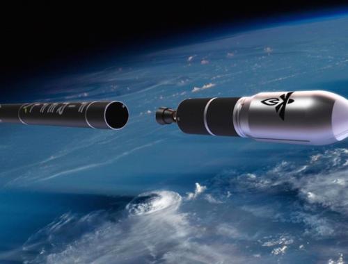Alpha Firefly rocket in space