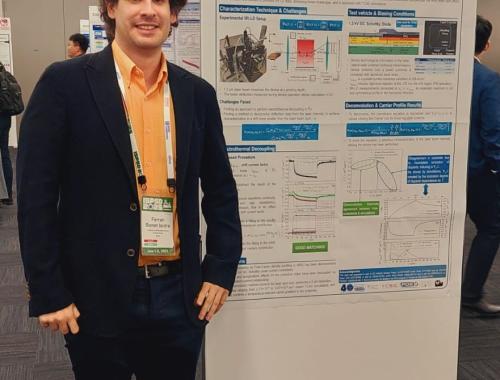 Ferran Bonet posing with his poster at the ISPSD in Japan 2025