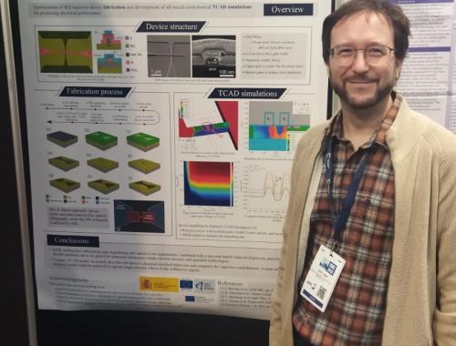 Jordi Llobet in front of his poster at MNE 2025 congress