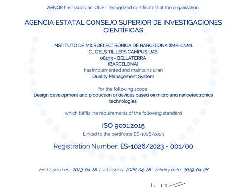 IQNetES 2026 CSIC - certificado calidad ISO