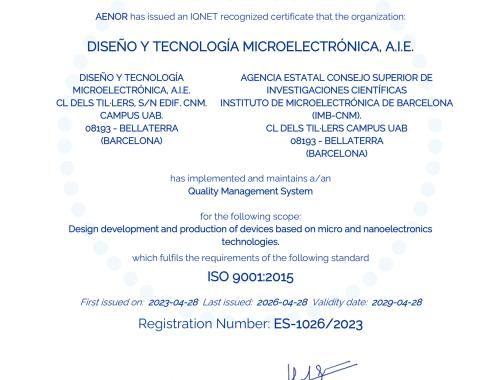 IQNetES 2026 D+T - certificado calidad ISO
