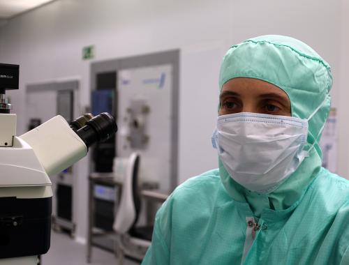 Marta Fernandez inside the Clean Room