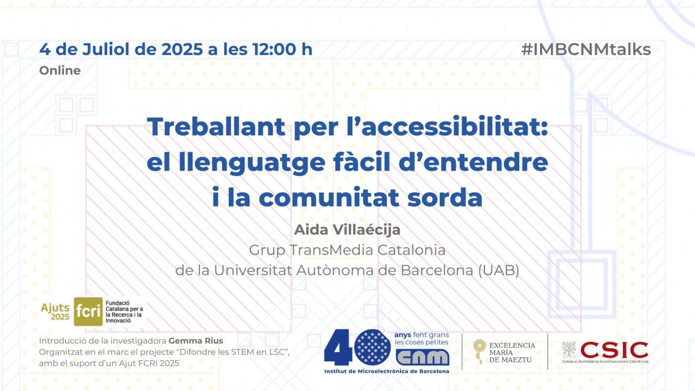 Xerrada "Treballant per l'accessibilitat" d'Aida Villaècija el 4 de juliol a les 12h