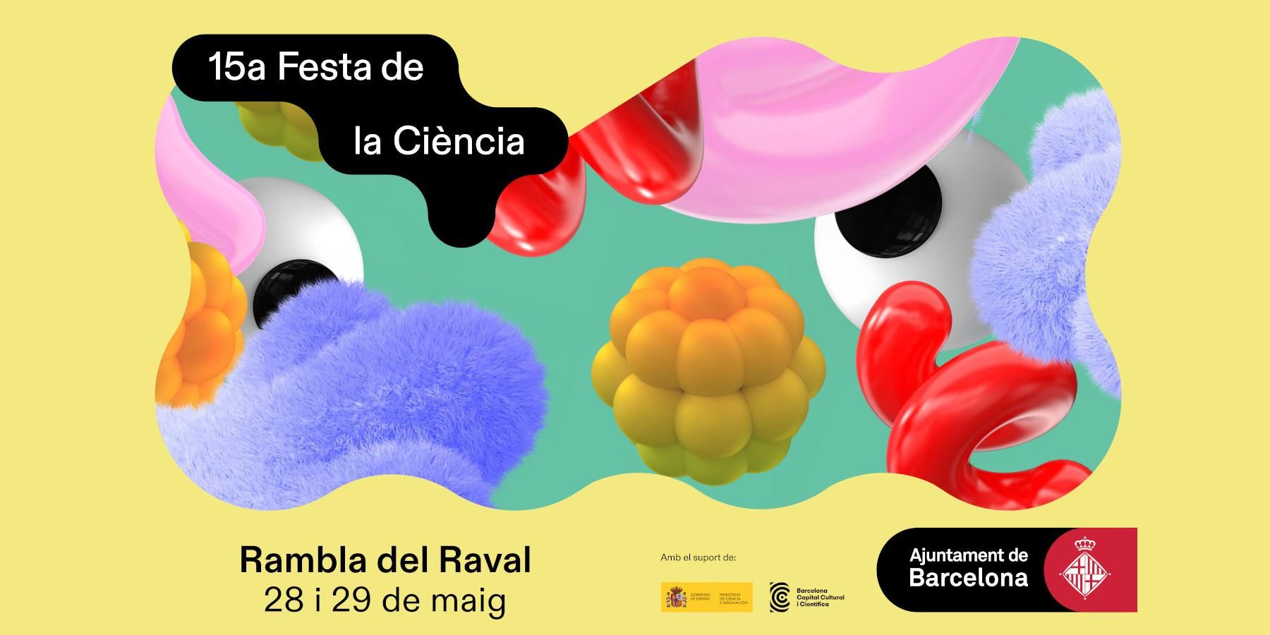Cartell groc Festa de la Ciència 2022. Ajuntament de Barcelona