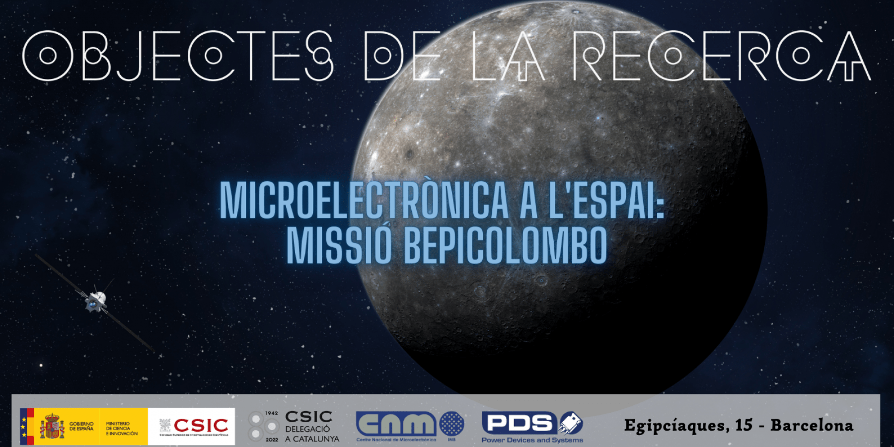Cartell exposició "Microelectrònica a l'espai: missió BepiColombo"
