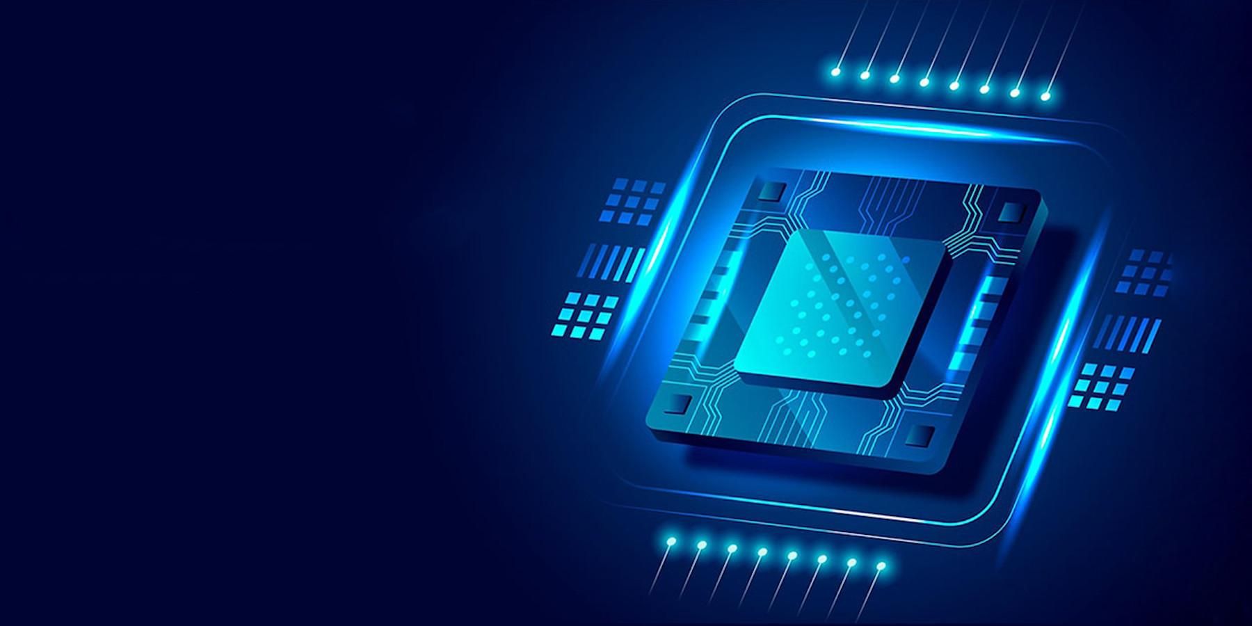 Vectorial design of a chip over a blue background