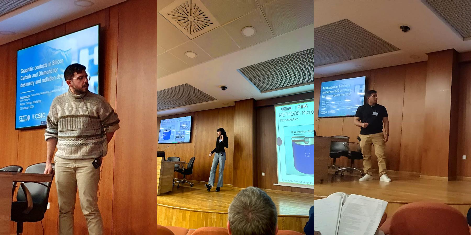 Iván López Paz, Carla Riera-Llobet and Marcio Alfonso Jiménez at the Workshop on Proton-Therapy in Valencia