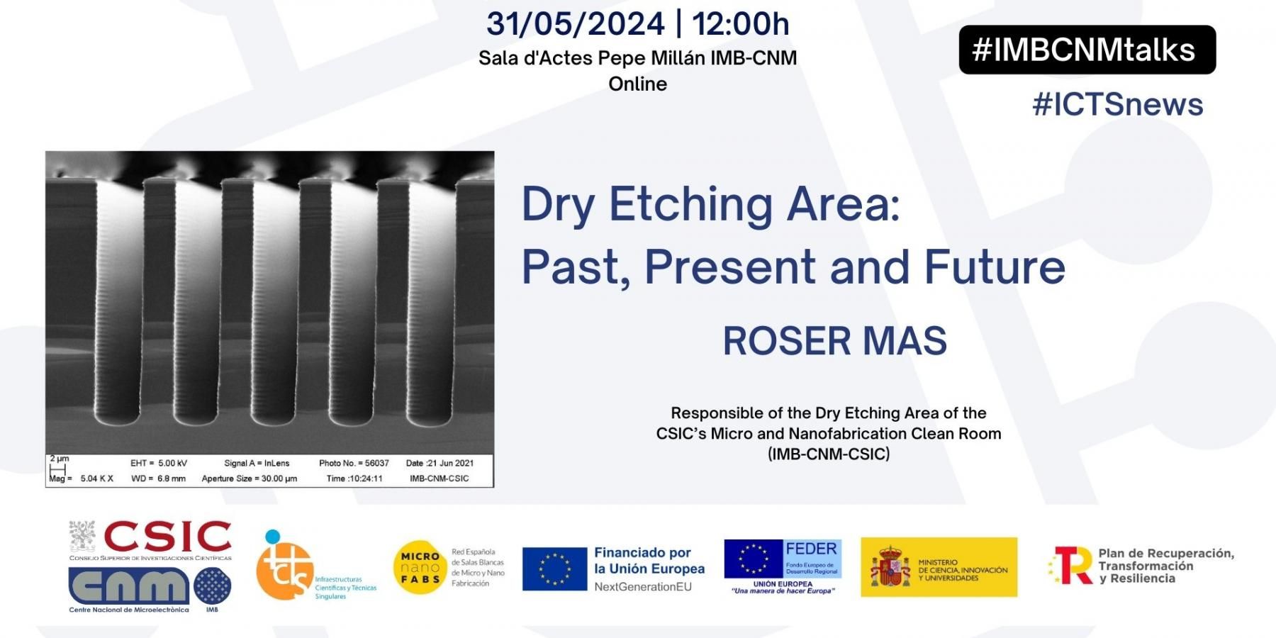 Dry Etching Area talk on Friday 31st May