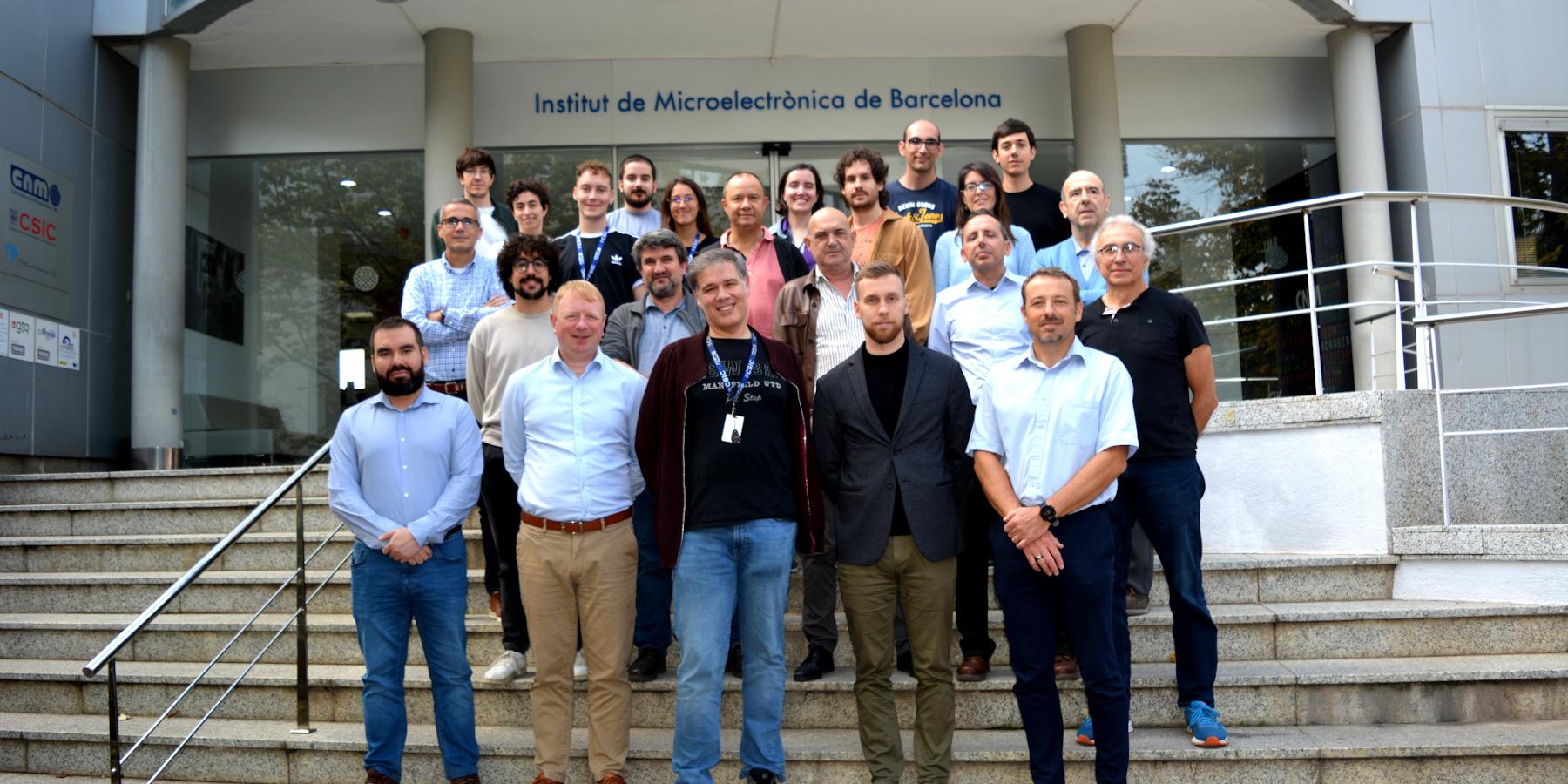 SAFEPOWER project kickoff meeting with European partners, members of the Power Devices and Systems group and Xavier Perpiñà in the middle. Picture: Carles Mateu