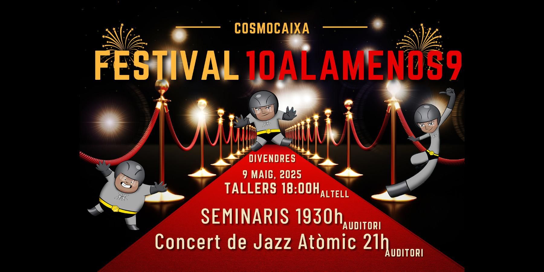 Banner Festival 10alamenos9 al CosmoCaixa el 9 de maig de 2025