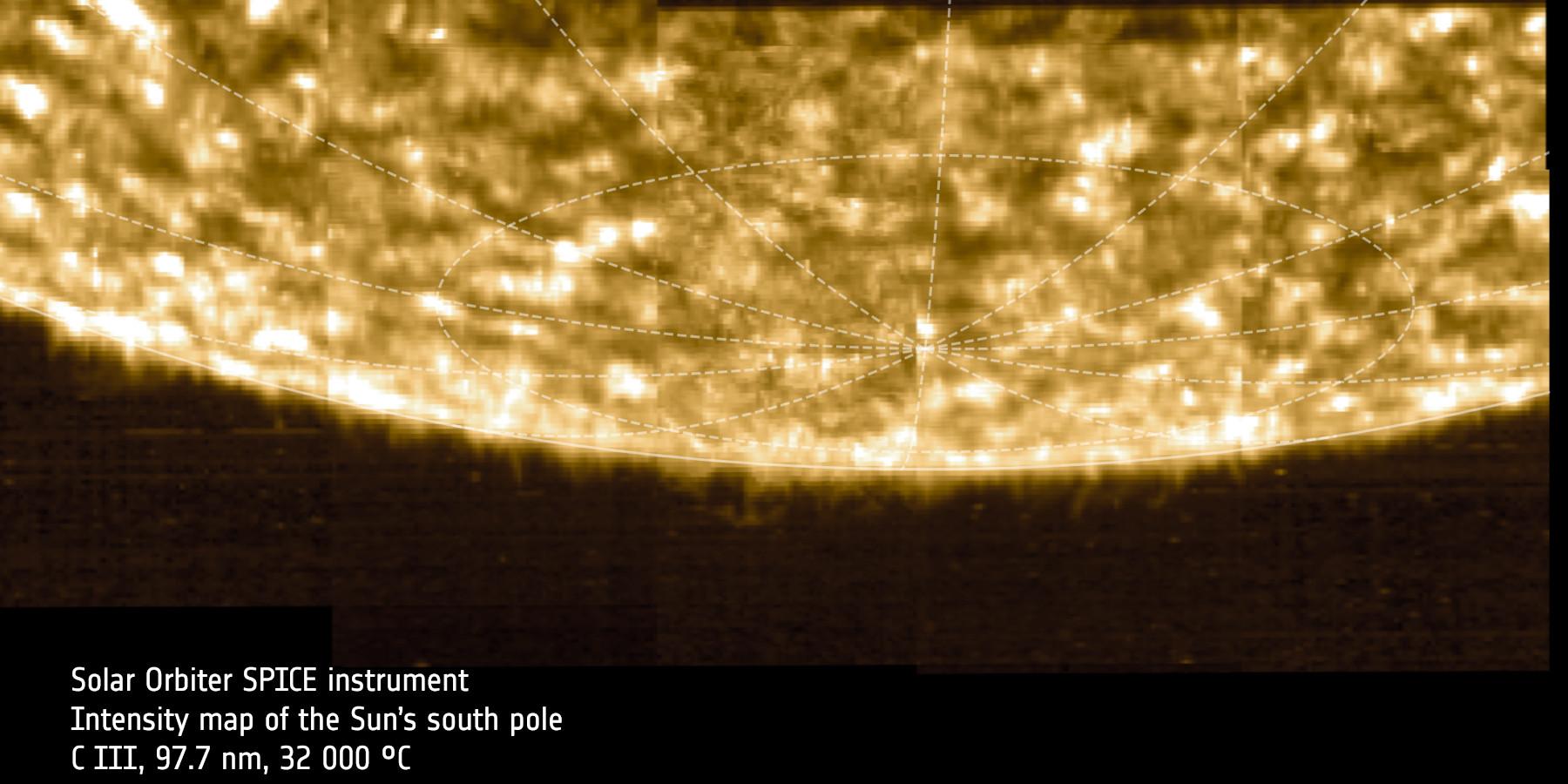 Observación del polo sur del Sol desde Solar Orbiter. ESA