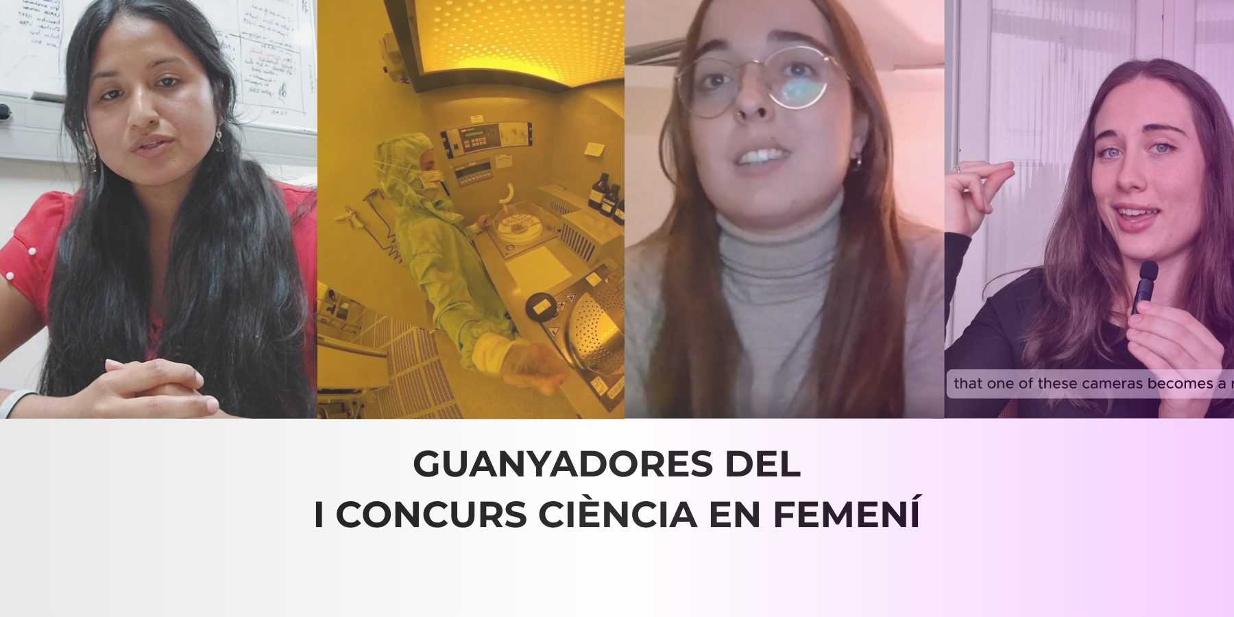 Pantallazo de los cuatro vídeos ganadores del concurso ciencia en femenino