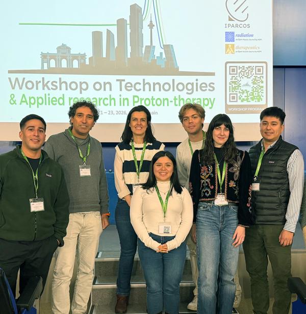 IMB-CNM representation at the Proton Therapy Workshop: Marcio Jiménez, Giulio Pellegrini, Consuelo Guardiola, Ángela Henao, Florent Dougados, Carla Riera-Llobet, Felipe Zamorano, and Iván López